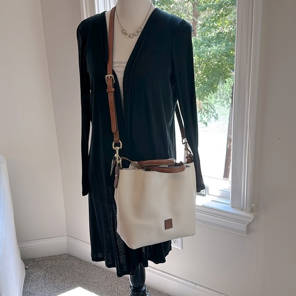 SOLD ON EBAY Dooney & Bourke Barlow Crossbody Bag, NWT, Cream w/caramel straps - Picture 1 of 10